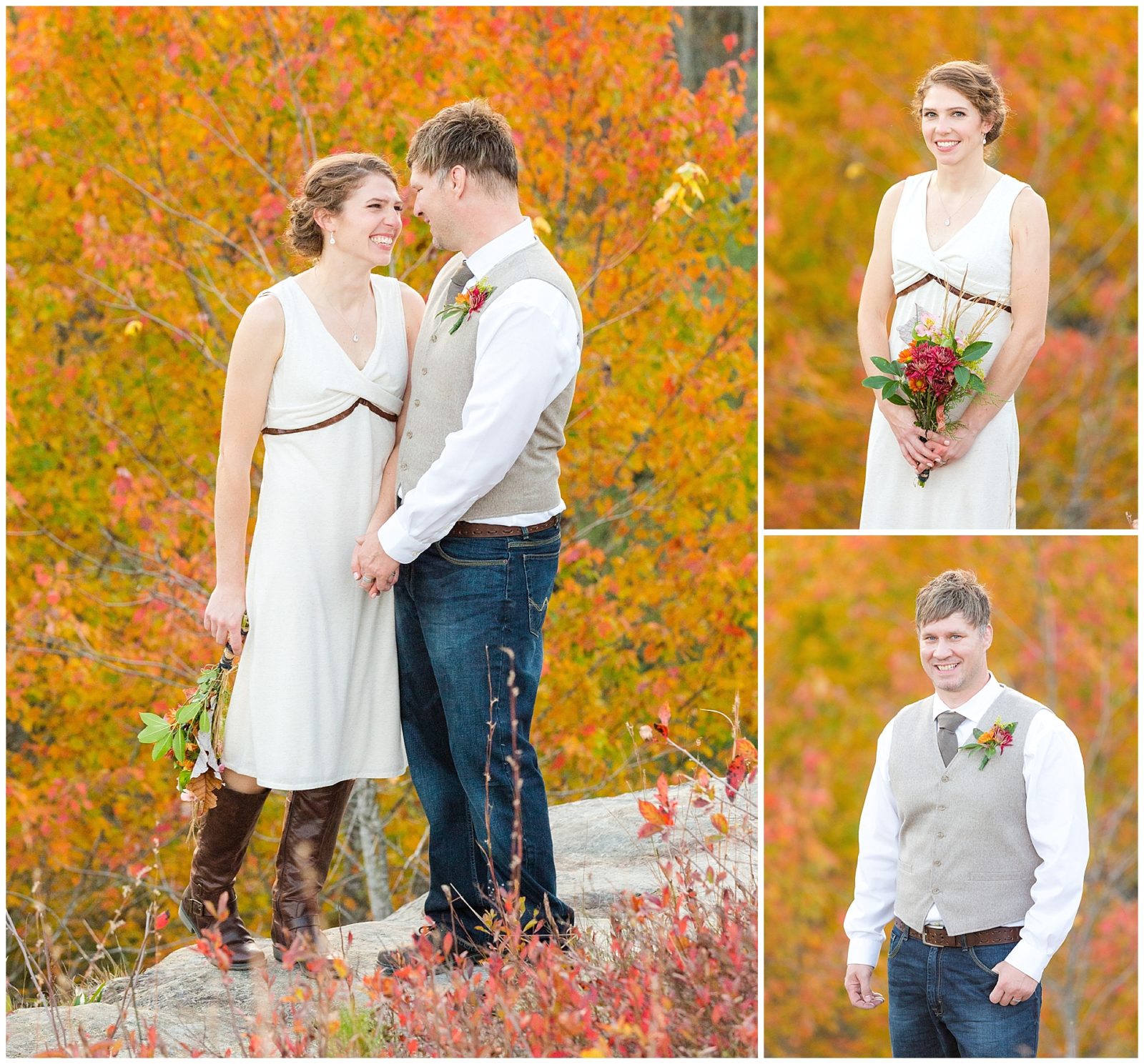 Fall wedding in the Red River Gorge at the Cliffview Resort in Campton, Kentucky. The fall colors during their outdoor ceremony were absolutely spectacular. Photo by: Kevin and Anna Photography www.kevinandannaweddings.com