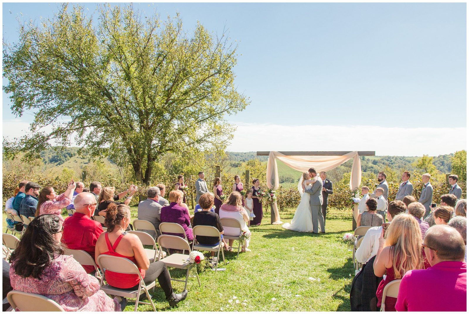 Wedding outdoor ceremony photos at the First Vineyard in Nicholasville, Kentucky.