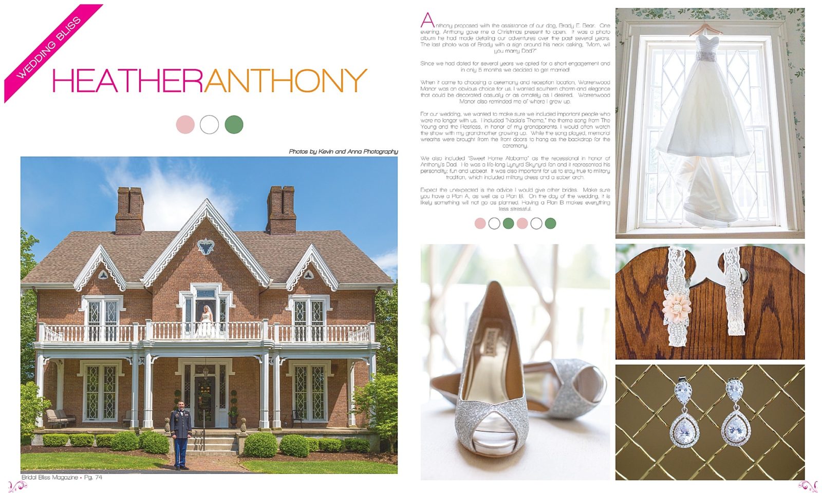 We were recently featured in Bridal Bliss Magazine a free resource for Central Kentucky brides featuring one of our weddings at Warrenwood Manor.