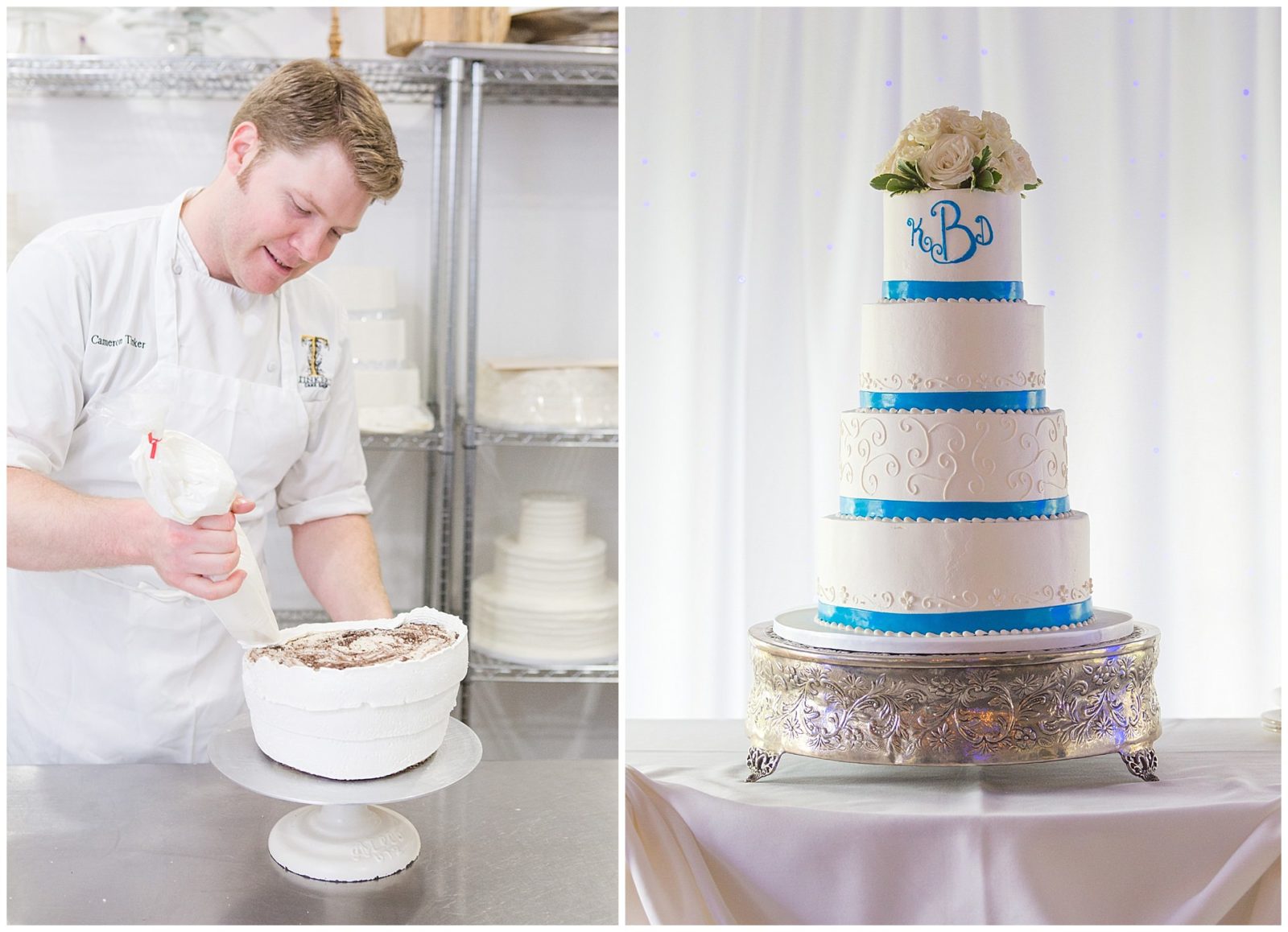 Wedding cake extraordinaire Cameron Tinker the owner of Tinker's Cake Shop based in Lexington, Kentucky. Award winning wedding cakes and groom's cakes. Photo by Kevin and Anna Photography www.kevinandannaweddings.com