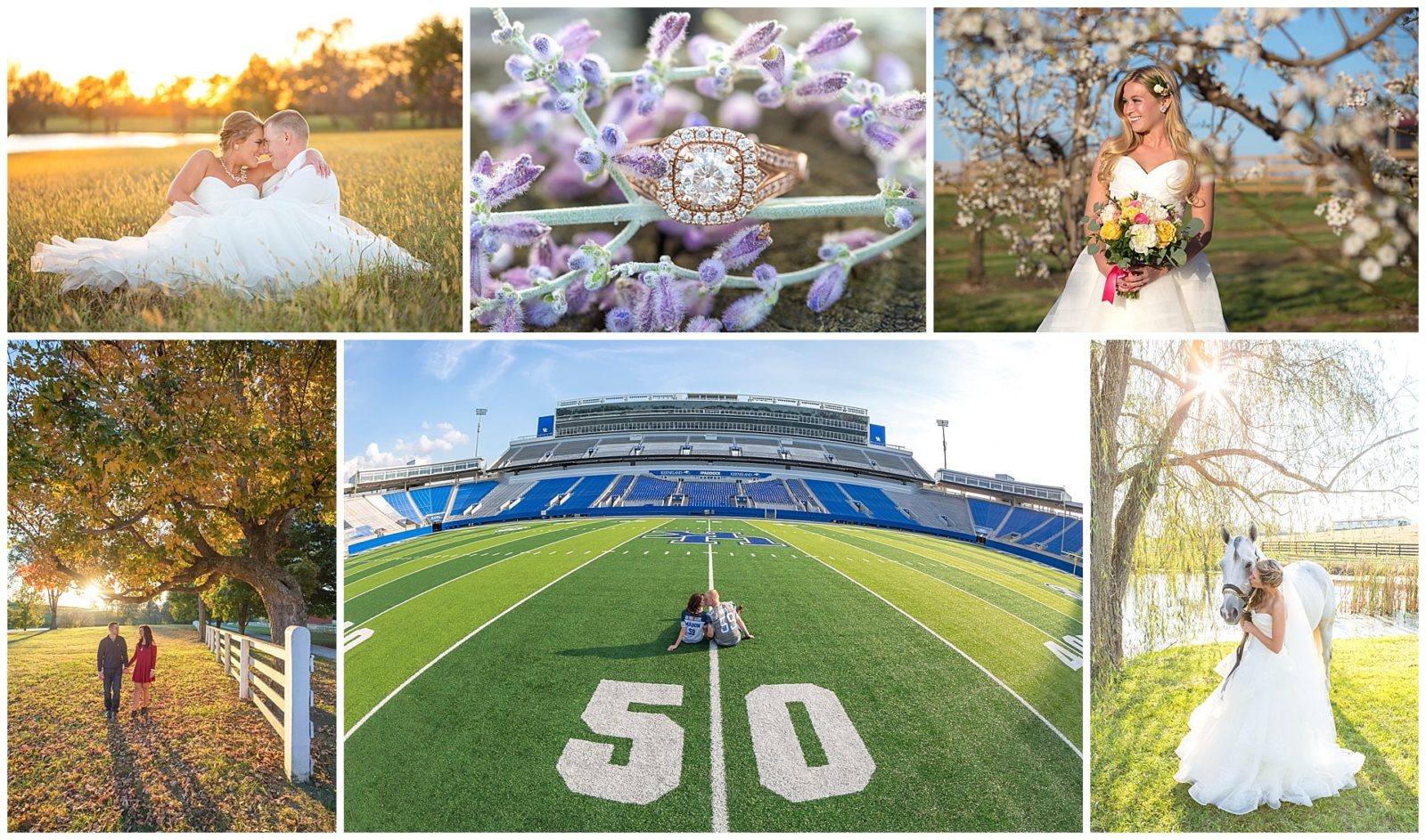 Collage of engagement photos and weddings in Lexington, KY