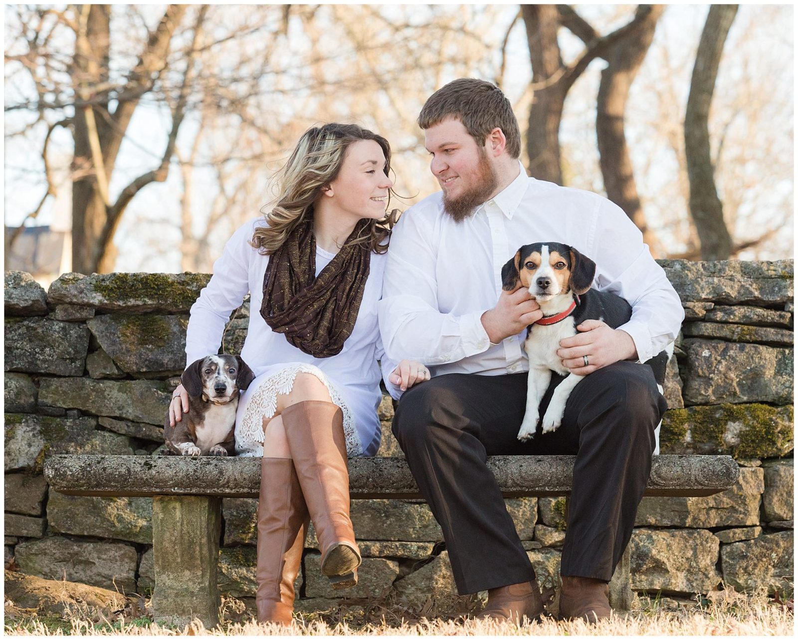 Winter engagement photos at Keene Place at Keeneland Racecourse in Lexington, KY