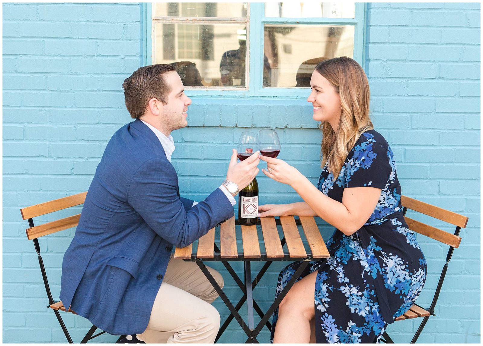 Engagement session at a cute little wine boutique called Mine + Market in Lexington, KY
