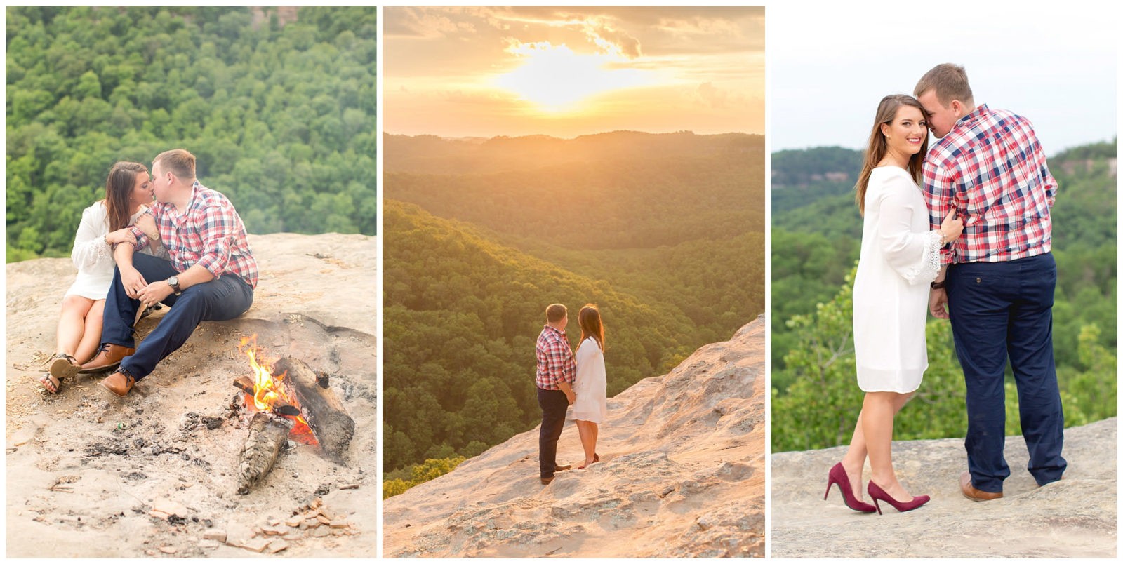 Engagement session on the ridge line of the Auxier Ridge hiking trail in the Red River Gorge
