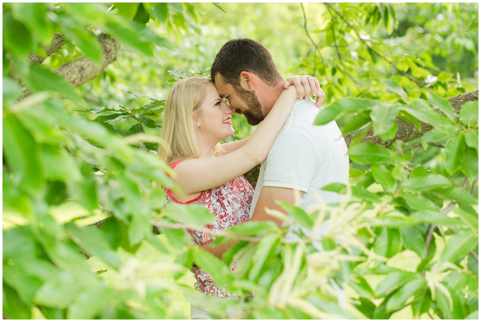 Engagement session in a garden at the Arboretum in Lexington, Kentucky.