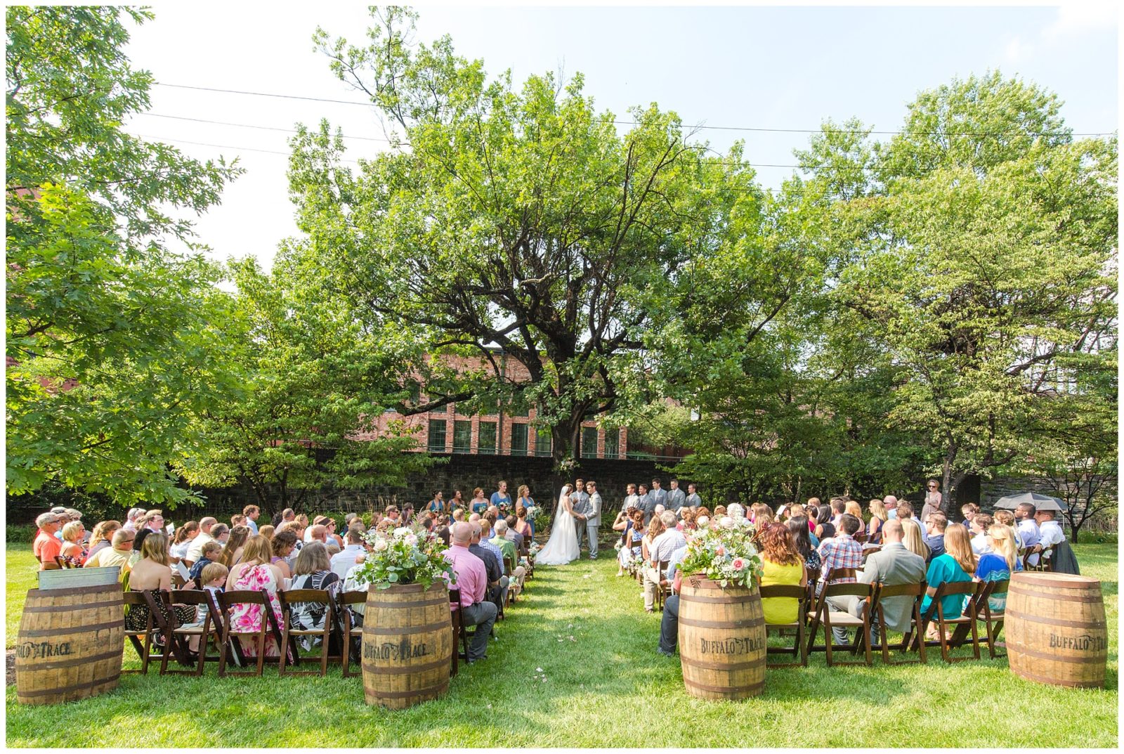 Ceremony wedding photography at Buffalo Trace Distillery in Frankfort, Kentucky.