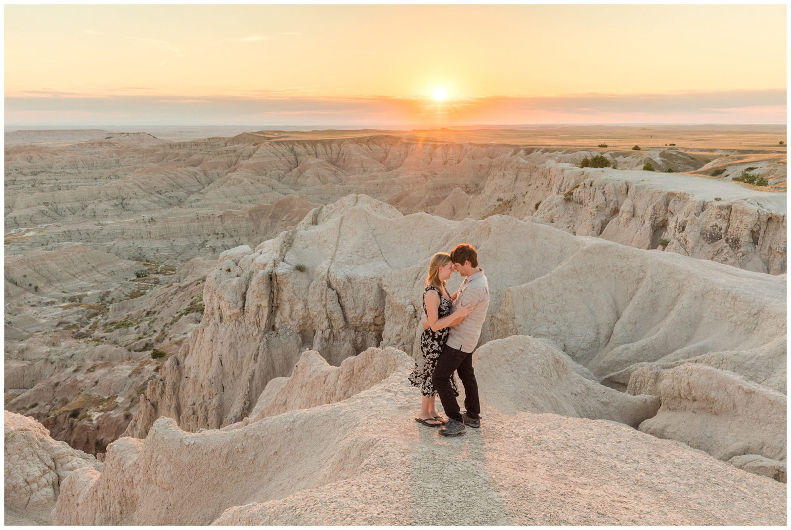 Sunset at the Pinnacles Overlook in Badlands National Park in South Dakota.
