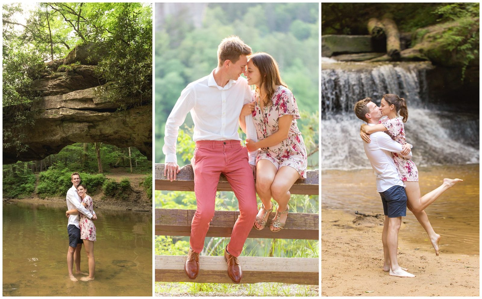 Engagement photos on the Rock Bridge trail in the Red River Gorge.