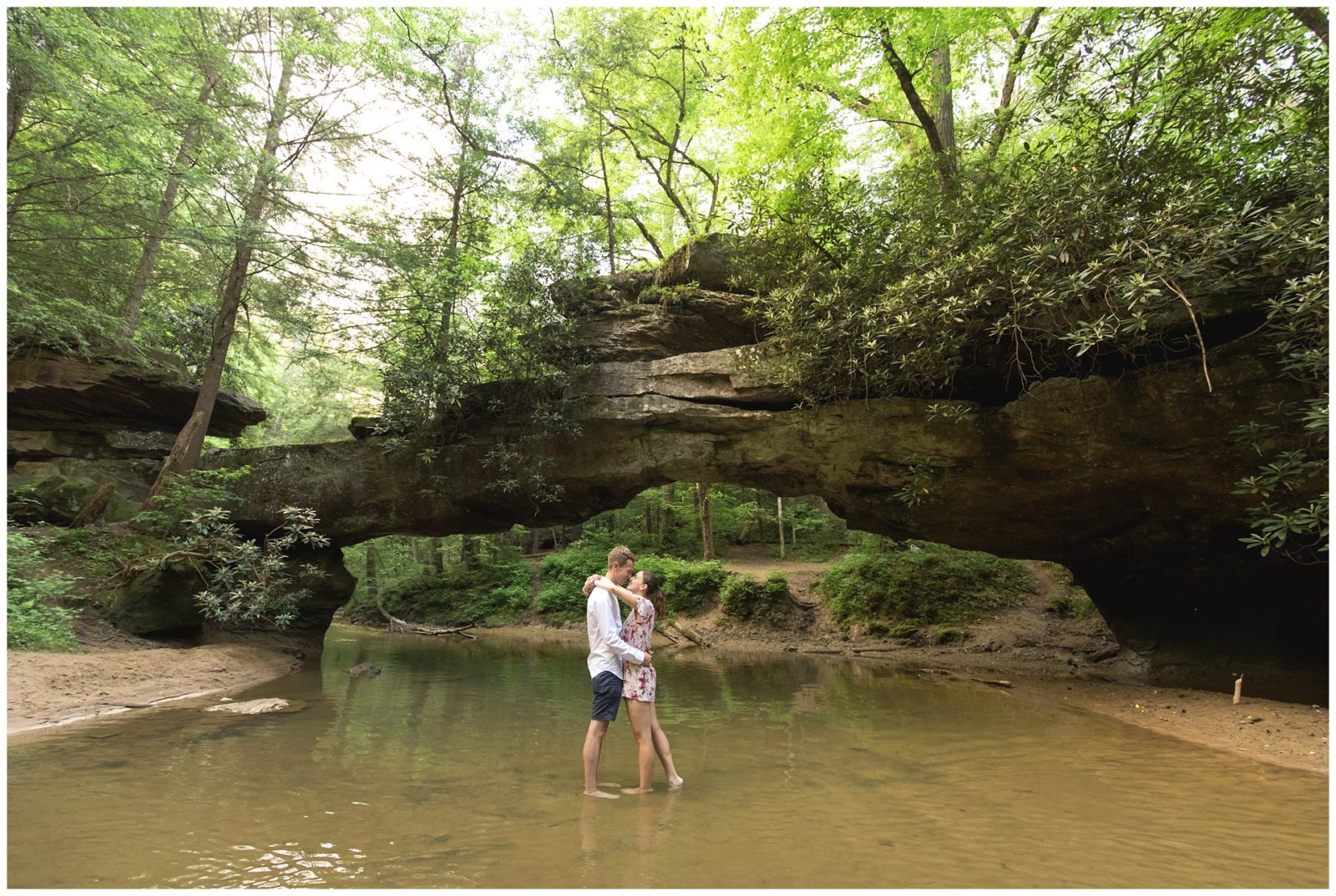 Engagement photos on the Rock Bridge trail in the Red River Gorge.