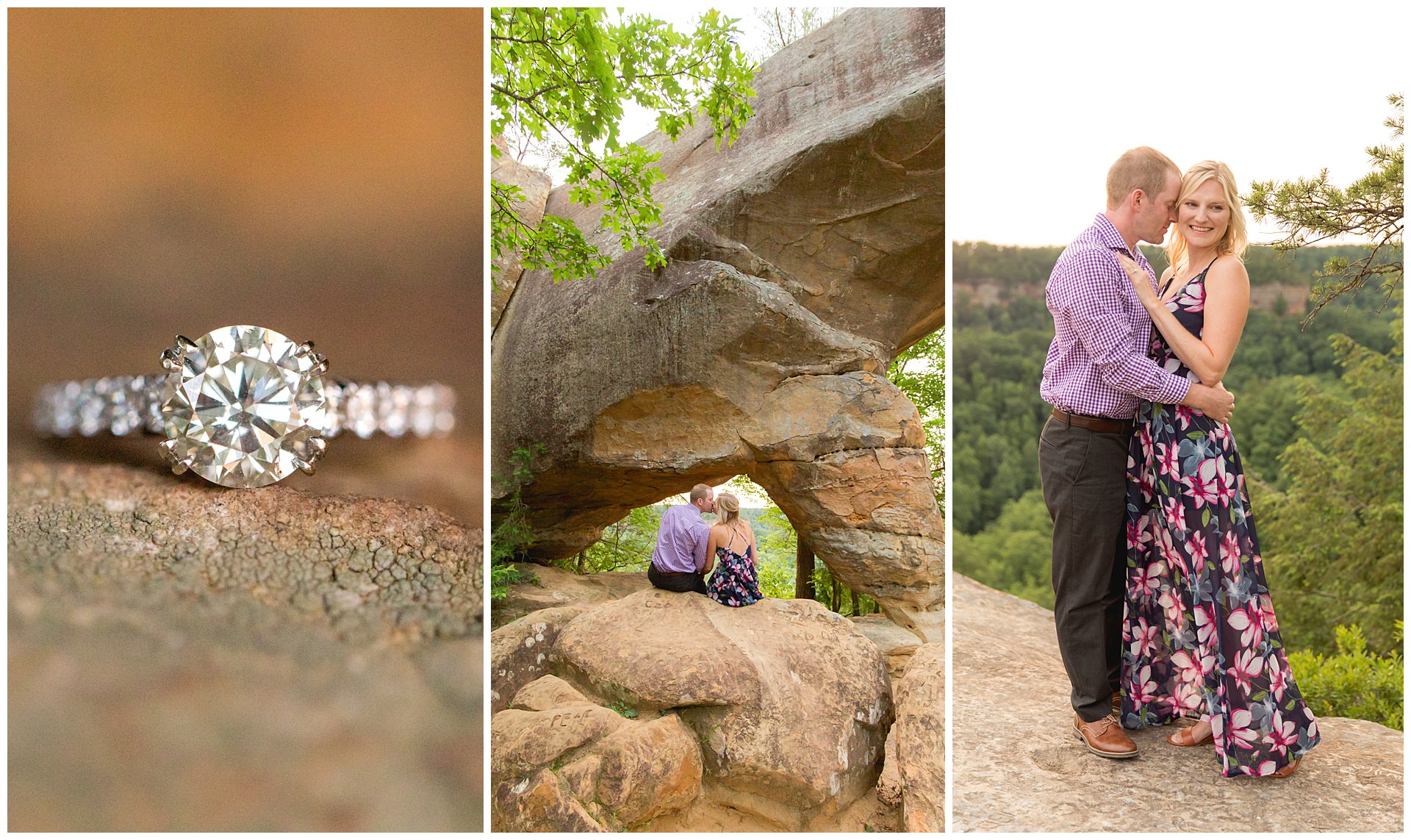 Summer Red River Gorge Engagement Session at Sky Bridge Arch.