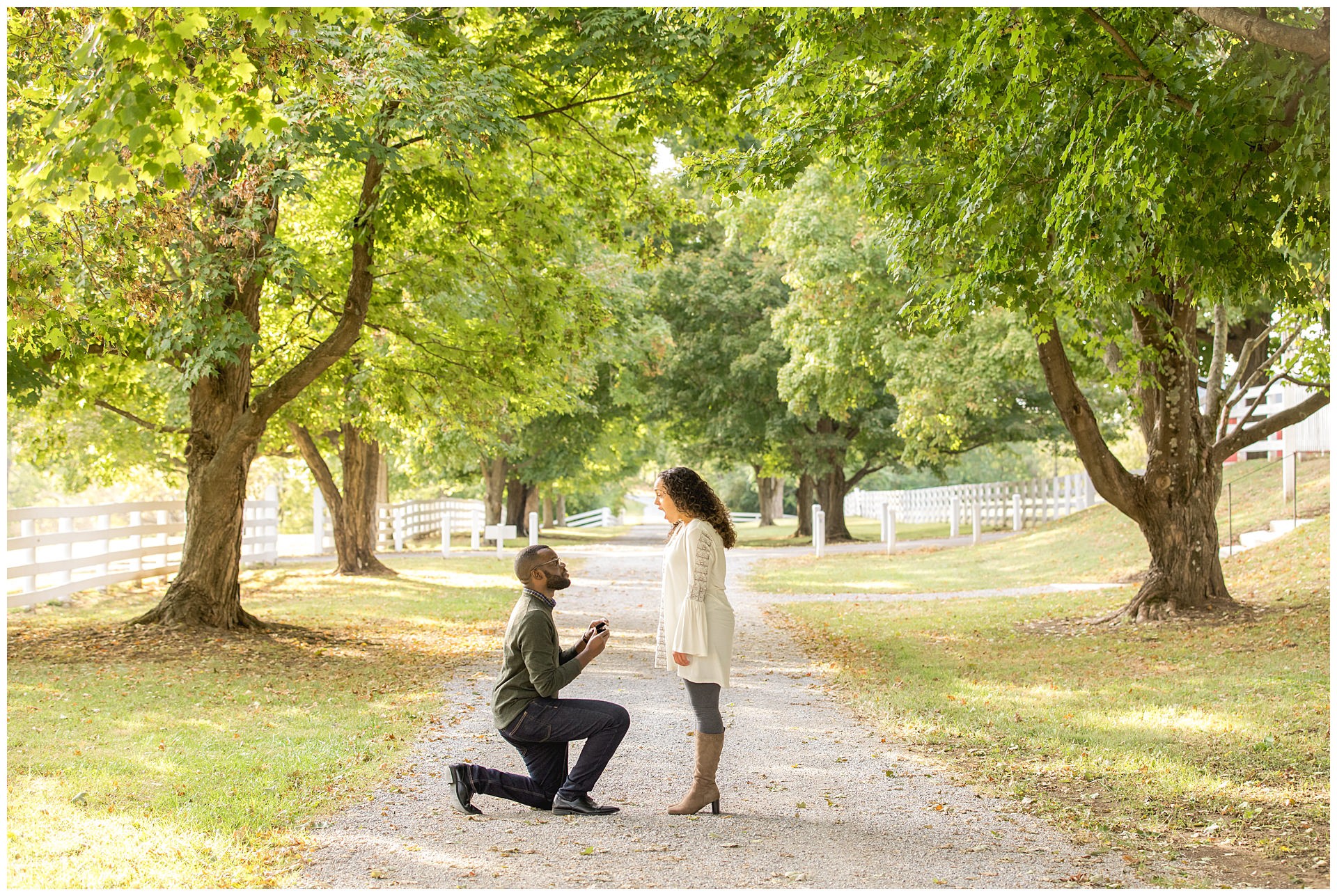 Surprise Engagement Wedding Proposal at Shaker Village in Harrodsburg, Kentucky
