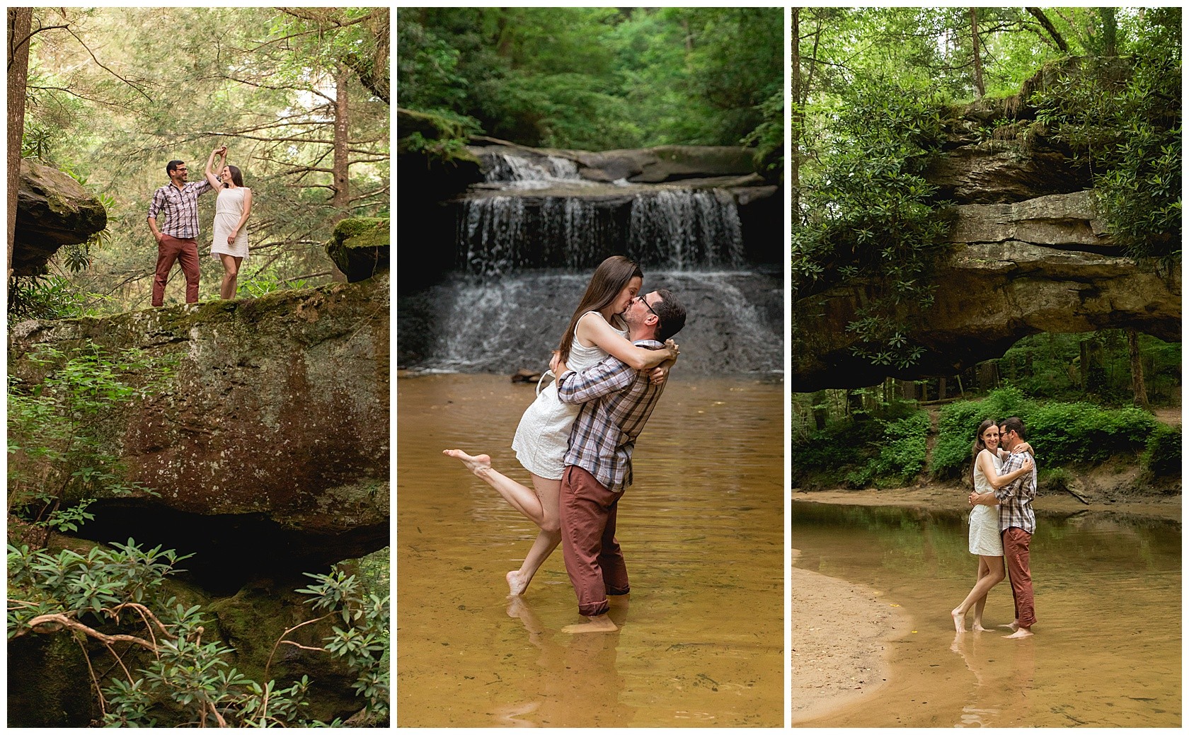 Hiking Forest and Water Engagement Photos in the Red River Gorge