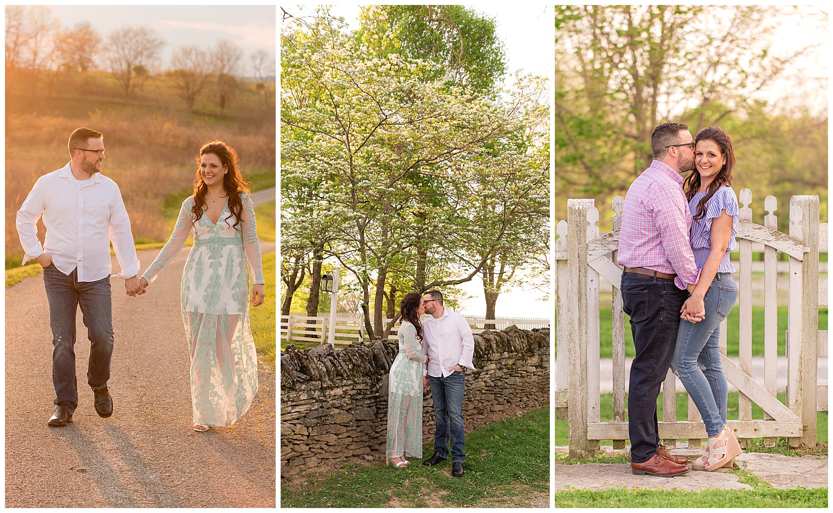 Lexington Kentucky Wedding Photographer at a Spring Engagement Session at Shaker Village